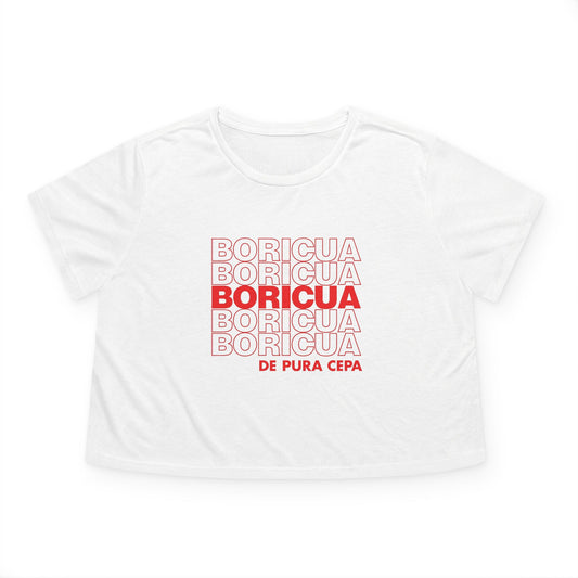 Boricua de Pura Cepa - Flowy Cropped Tee