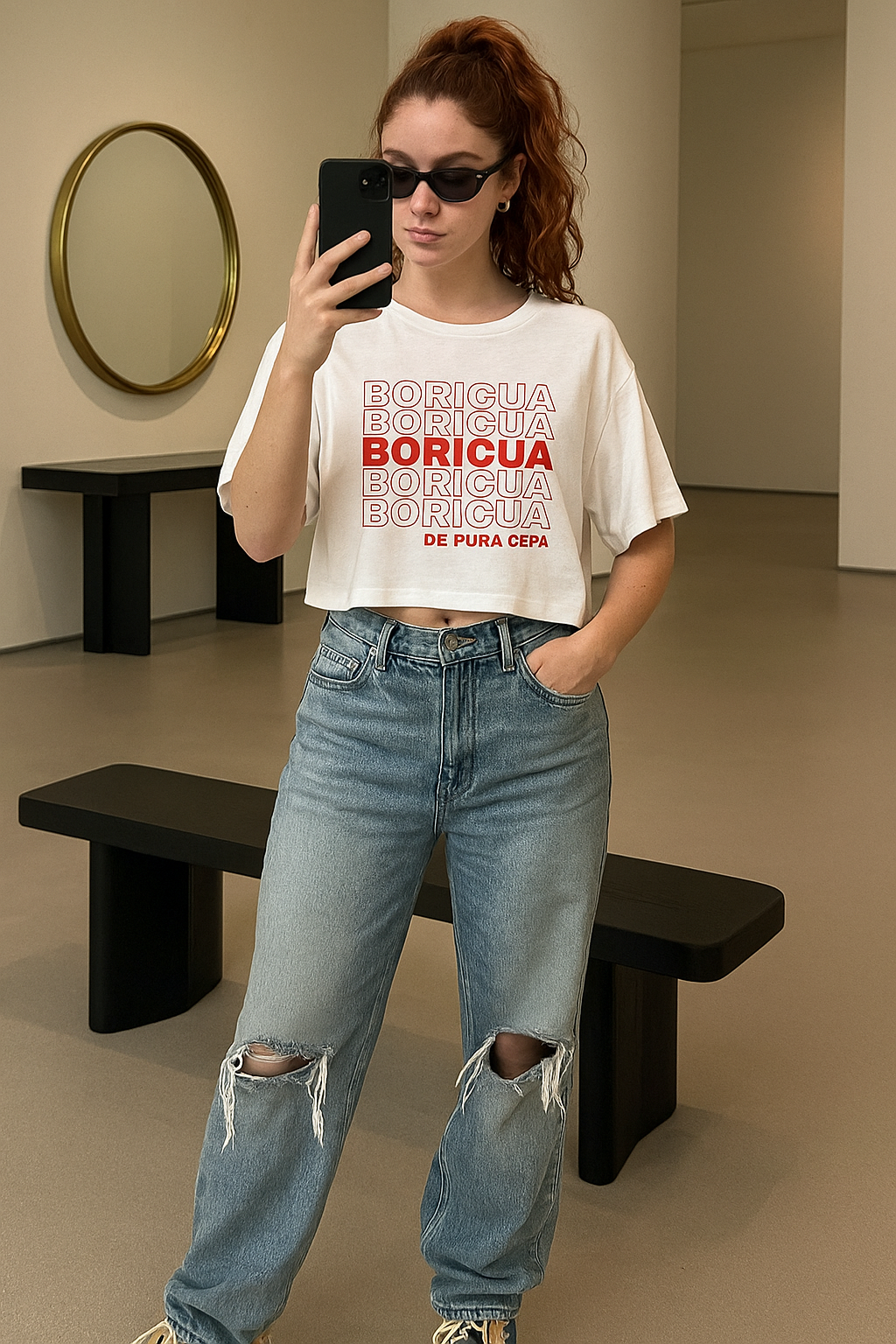 Boricua de Pura Cepa - Flowy Cropped Tee