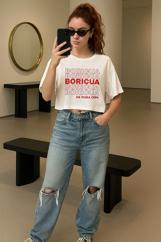 Boricua de Pura Cepa - Flowy Cropped Tee